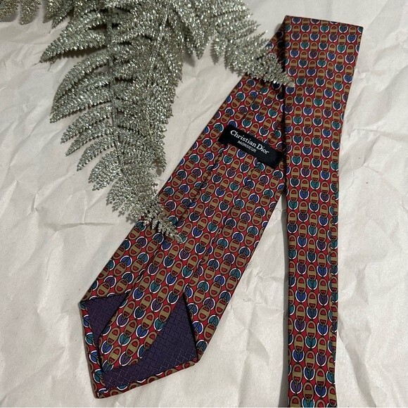 Christian Dior CD Monogram Logo Print Silk Neck Tie - Picture 2 of 13
